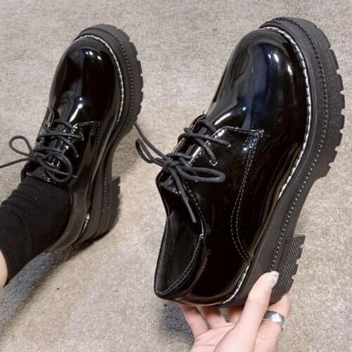 Solid Cross-tied round toe pu loafers flats women preppy elevated shoes femme antiskid platform moccasins sneake shoes woman2020