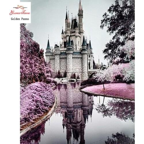 GOLDEN PANNO Diamond Painting Full Square 5D Diy Daimond Embroidery Diamant Mosaic Sale Displasy Broderie Diamant Castle 12