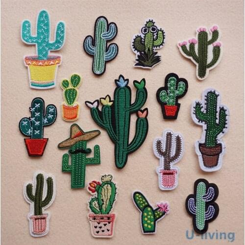 1pcs Mix Cactus Patch for Clothing Iron on Embroidered Sew Applique Cute Patch Fabric Badge Garment DIY Apparel Accessories 121