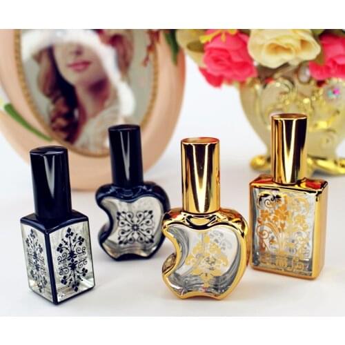 10/20/30pcs High Quality 10ml 15ml Glass Perfume Bottle Empty Pump Spray Perfume Atomizer Refillable Cosmetic Bottle Gold Black