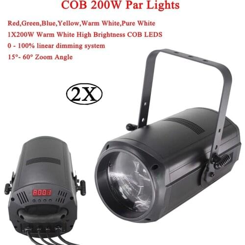 2Pcs/Lot New 200W COB Par Lights DMX512 ZOOM 15-60 Degree Theatre Spotlight LED Theater Stage DJ Wedding Decorate Lighting