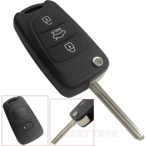 OkeyTech Car Key Shell Fob Replacement 3 Button Flip Remote Key Case Blank Cover For Kia Rondo Rio K2 K5 Sportage For Hyundai
