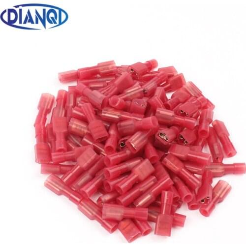 DIANQI FDFN1-187 NYLON brass Female Insulated Spade joint Cable Wire Connector 100PCS 0.5-1.5mm2 22-18AWG FDFN