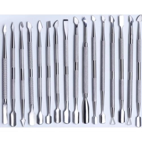 1pcs Double-end Nail Art Cuticle Remover Stainless Steel Manicure Pedicure Pusher Fork Scissor Trimmer 2-ways Nails Tool SAA17