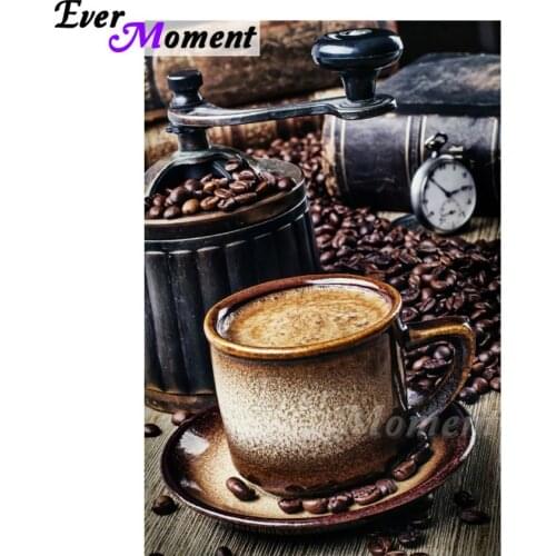 Ever Moment Diamond Painting Full Square Drill Mosaic Coffee 5D DIY Cross Stitch Diamond Embroidery Decoration Home ASF1495