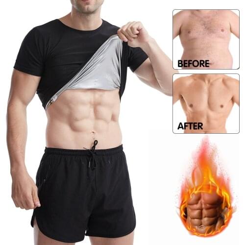 Men Hot Sweat Sauna T Shirt Slimming Workout Weight Loss Tank Top Tee Shirts Body Shaper Man Tshirt Sauna Effect Suit Shaperwear