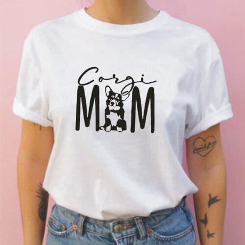 Funny Corgi Mom Graphic Tee Shirt Femme Summer Short Sleeve Cotton T Shirt Women Tops Harajuku Casual Tshirt Camisas De Mujer