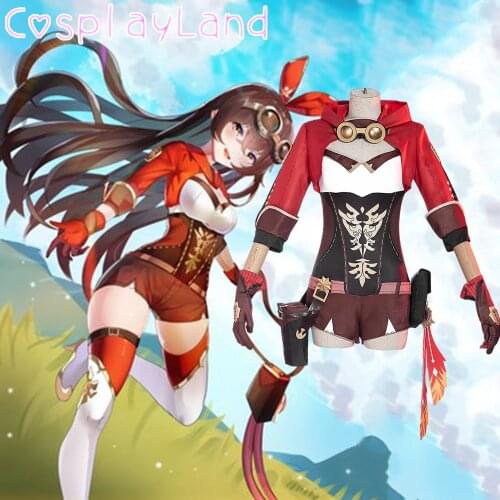 Hot Game Genshin Impact Cosplay Amber Costume Carnival Halloween Costumes Women Party Sexy Dress Uniform Cartoon Amber Outfit