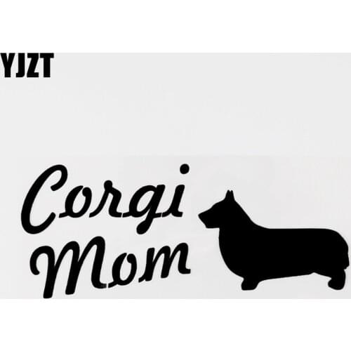 YJZT 17CM×6.9CM Interesting Corgi Mom Animal Vinyl Car Sticker Decal Black/Silver 8C-0660