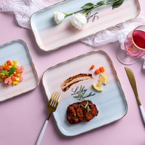 Creative cute desserts Plate Maiden Heart Home Dinner plates Western Steak Personalized Ceramic Plate