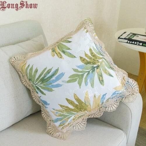 Creative Modern Style 45x45cm Square Green Color Soft Jacquard Cloth Pillow Cover Case