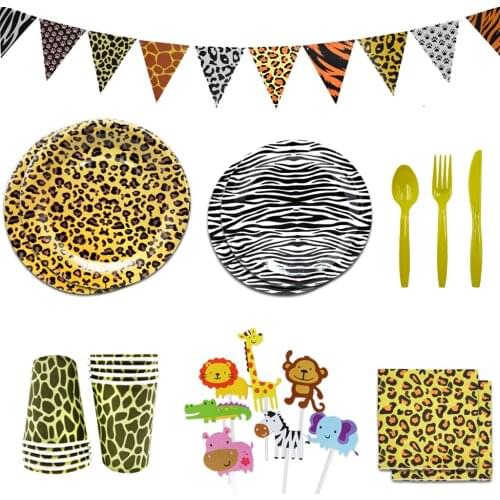 Woodland Animals Disposable Tableware Jungle Safari Birthday Plate Cup Napkin Woodland Creatures Happy Birthday Party Decor Kid