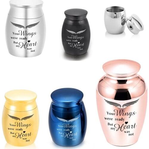 Small Keepsake Urns for Ashes Angel Wing Charm Cremation Urns for Ashes Aluminum alloy Memorial Ashes Holder Mini/Large