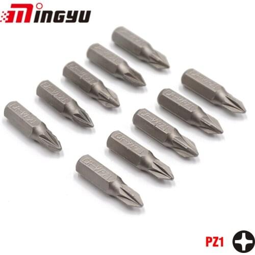 10Pcs 1/4" 25MM Pozidriv PZ1 Screwdriver Bit Set Repair Tools Screwdrivers Kit Hex Shank Drill Bit For Power Household Hand Tool
