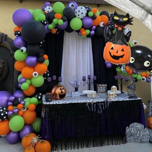 Halloween Balloon Arch Spider Pumpkin Foil Balloons Garland Kit Orange Purple Black Green Latex Balloons Ballon Party Decoration