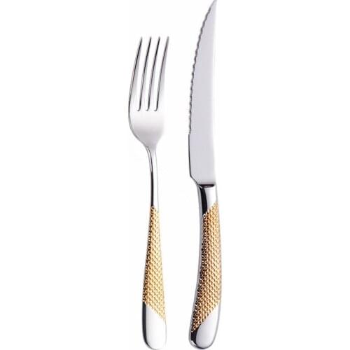 Cutlery Gold Cutlery Set Stainless Steel Fork Spoon Knife Set Dinnerware Kitchen Tableware Luxury Golden Mirror Flatware Set