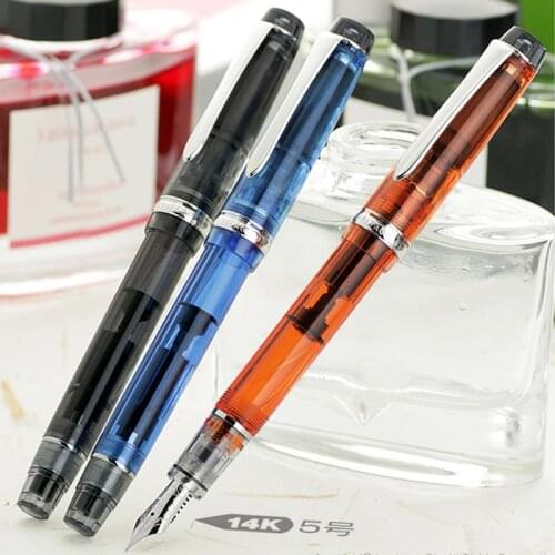 Original Pilot CUSTOM HERITAGE 92 transparent piston InkingThe fountain pen classic color test Demonstration blue orange black