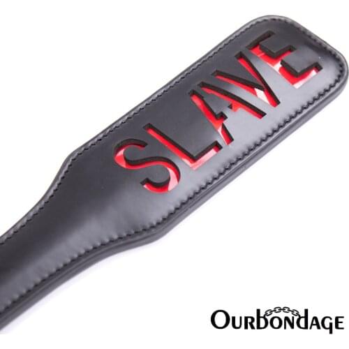 Ourbondage 2 Colors PU Leather Paddle with Fouet Slave Logo for Adult Sex BDSM Spanking Toys For Men Women and Couples