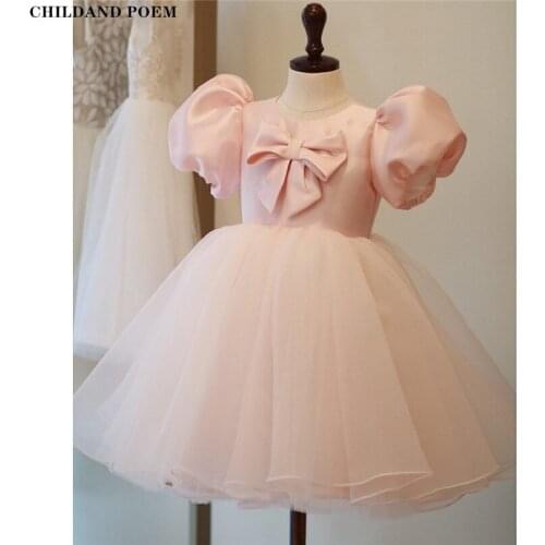 Girls Dresses For Party And Wedding Princess Kids Dresses For Girls 1St Birthday Baby Girls Dress Puff Sleeve Bow Girl Ball Gown
