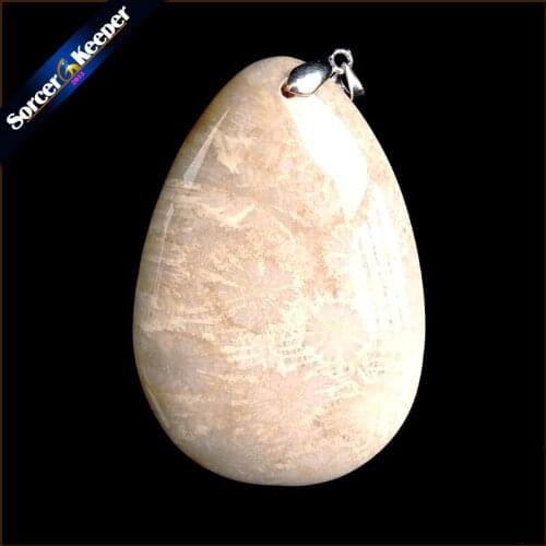 Natural Chrysanthemum Coral Fossil Stone Beads Pendants Necklaces Wholesale Bijoux Necklace For Mens Jewelry Specimen US011