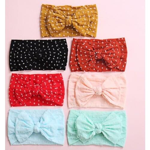 White Polka Dot Baby Nylon Headbands, Wide Nylon Turban Headwrap Baby Girls Hair Accessories