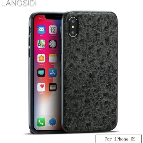 Luxury brand phone case ostrich grain full-wrapped phone case For iphone 6s phone case full handmade custom processing