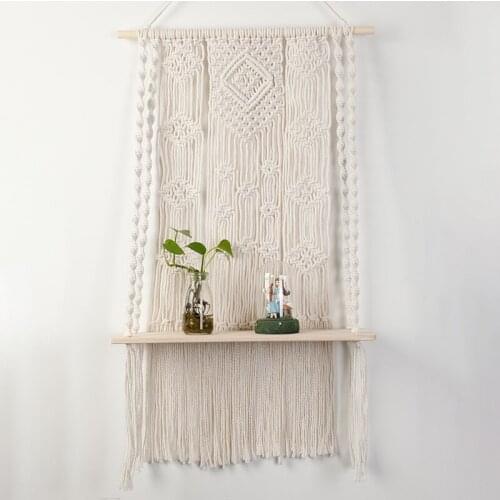 Chic Boho Decor Tapestry Wall Plants Hanging Basket Hand-woven Macrame Chic Creative Background Home Quality Handicraft