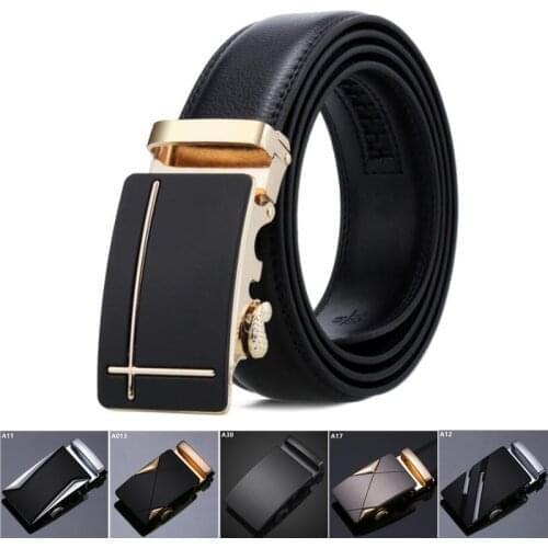 Special Offer 3.5cm Width Men Genuine Leather Belts,Two-Layer Cowhide Mans Automatic Buckle Cowskin Waistband Alloy Buckle Belt