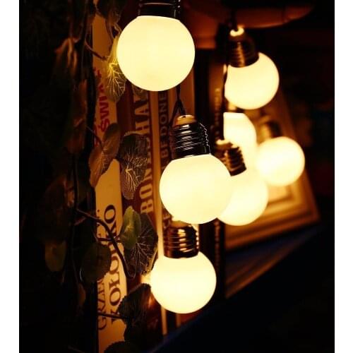 Battery Operated 10/20/40 LED G50 Vintage Festoon Ball String Light Outdoor IP65 Garden Patio Wedding Party Globe String Lights