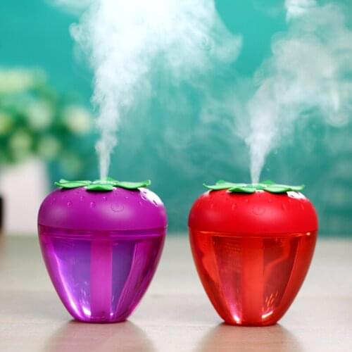 180ML Strawberry Air Humidifier for Home Cute Humidificador Mist Maker Air Freshener Atomizer Aroma Diffuser with LED Lamp Light