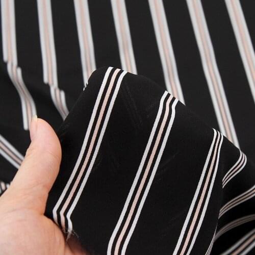 High quality Japanese and Korean 75D high twist linen chiffon wide stripe printed fabric DIY womens fashion dress