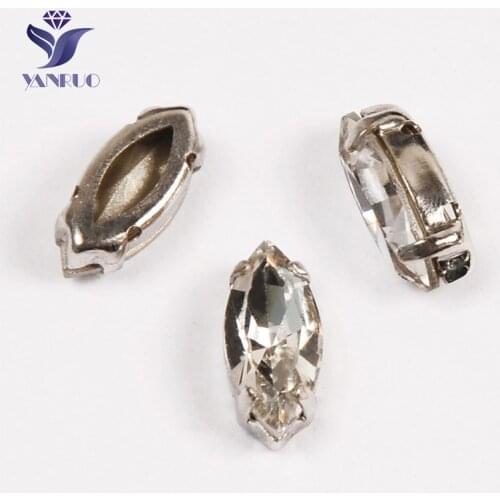 YANRUO 4200 All Sizes Crystal Clear Navette Glass Strass Point Back DIY Craft Gems Horse Eyes Rhinestones For Needlework