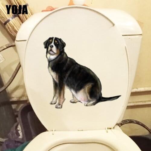 YOJA 23.8×22.5CM Swiss Mountain Dog Cartoon Home Accessories Room Decor WC Sticker Toilet T1-2462