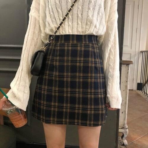 Skirts Women Retro Plaid Summer Mini Skirt A-line High Waist Students New Arrival Fashion Girls Female Stylish Fit 5XL
