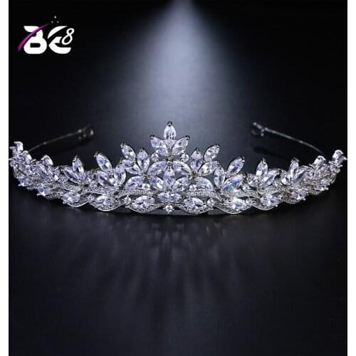 Be 8 Top Quality Jewelry AAA Cubic Zircon Stone flower shape Women Crown Wedding Engagement Gifts Vintage Hair Accessories H138