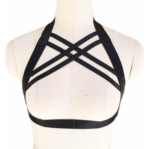 Women Adult dance body harness harajuku bondage punk pastel goth cage brat sexy lingerie adjust harness cage bra Fetish