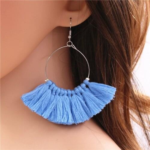 1Pair 2019 New summer Colorful Ethnic Neon Tiered Tassel Earring Big Fan Shaped Earrings Women Jewelry