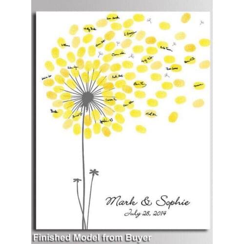 1pc Free custom Name Date Wedding Gift DIY dandelion Fingerprint Signature Guest Book For Engagement Party Wedding Anniversary