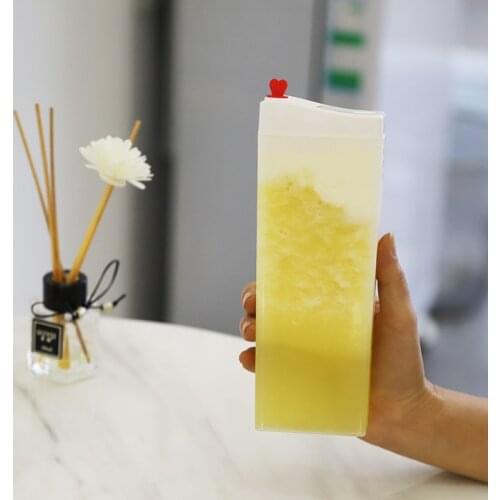 10pcs Net red 500ml juice milkshake bottles clear plastic cups ice coffee packaging bottles party square plastic cups with lids