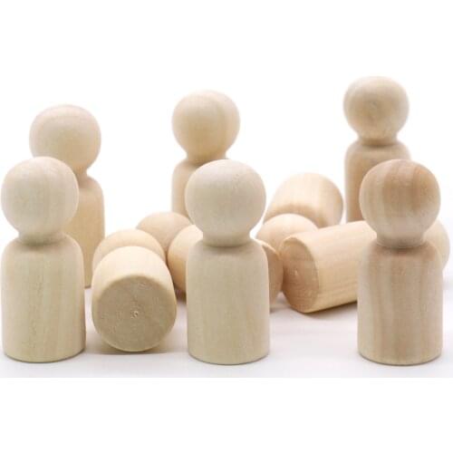 10pcs Unfinished Wood Puppet Craft Peg Dolls Natural Wooden DIY Toy Home Ornaments Decorative Self Painted Arts for Kids Adults