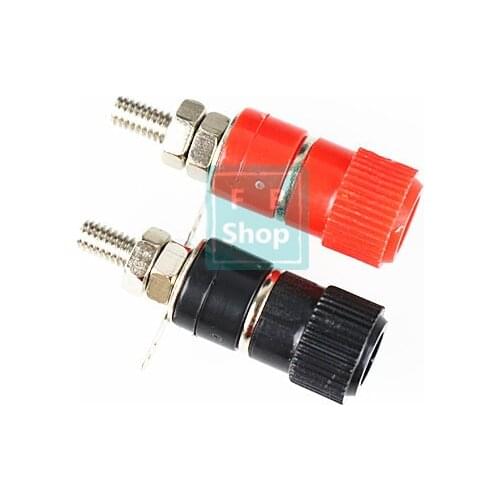 2pcs 4mm Banana Socket Nickel Plated Binding Post Nut Banana Plug Jack Connector Red + Black