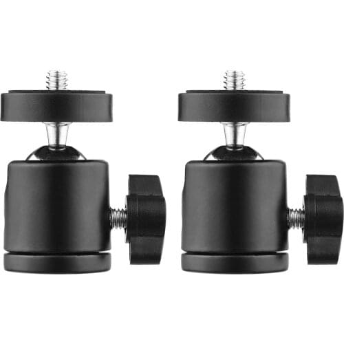 2-Pack Mini Swivel Ball Head Tripod Head 360 Rotating Mount Base Adapter for DSLR ILDC Camera DV Tripod Monopod Light Stand