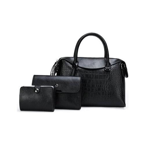 3 Pcs/Set Alligator Son-mother bag Stone pattern Ladies Handbags 2021 Large Capacity Solid Color Shoulder Messenger Bag сумочка