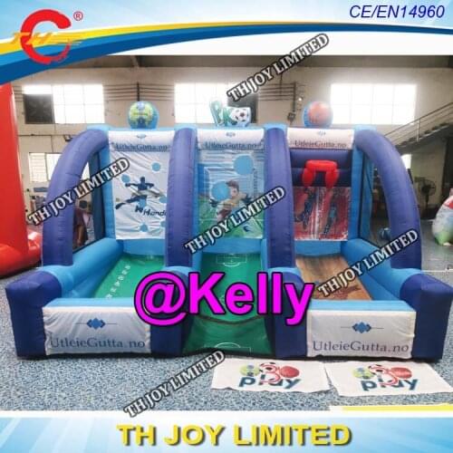 3 in 1 carnival inflatable basketball game for sale, cheap inflatable football tossing game, inflatable balls goal