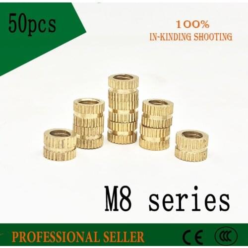 50pcs M8*10*8 mm M8*10*10 OD 8mm brass copper insert mut embedded copper knurled nut Injection molding machine nut