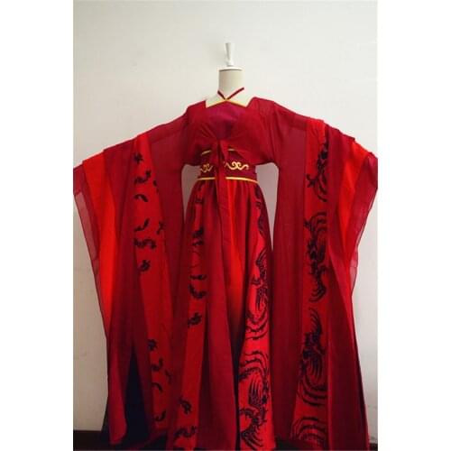 7 Designs Male Female Red Gorgeous Cosplay Hanfu Costume cos FengJiu red wedding hanfu for TV Play or Photography cos empress