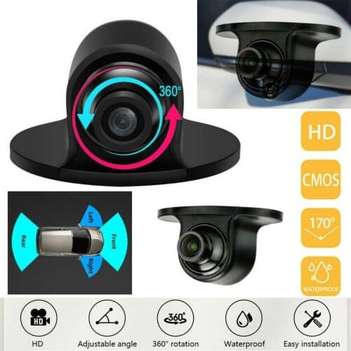 360° Car Front Side Reverse Camera Rearview Parking IR Waterproof Car Camera With Video Cable Sticker Power Cable