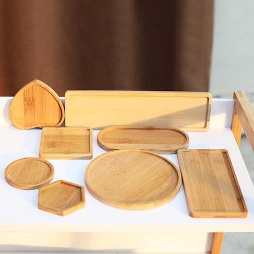 Bamboo Round Square Bowls Plates for Succulents Pots Trays Base Stander Garden Decor Home Decoration Crafts