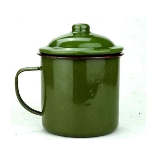 Old China Army Green vintage Enamel Mug Forces Military Coffee Mug Tea old Chinese Mug Office Mug