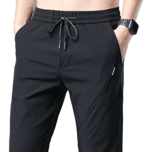 Casual Pant Men with Pocket Summer Cool Tracksuit Elastic Waist Sport Jogger Jogging Breathable Slim Trousers Man Clothing 2021